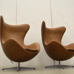 Fritz Hansen Egg Chair Arne Jacobsen Cognac Leather Interior Aksel Worldwide Delivery London Paris